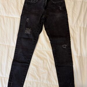 Zara Black Skinny Distressed Jeans